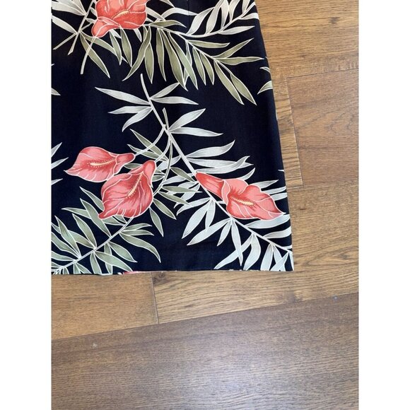 Vintage Tommy Bahama BlackFloral 100% Silk Dress Size 4 - Picture 3 of 9